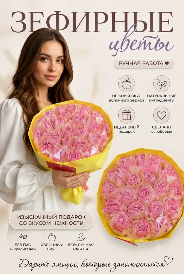 №1 Букет Зефирный Размер XL розовый,350г в Спасск-Дальний