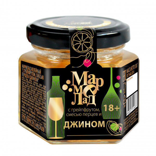 №2 Мармелад в банке "С грейпфрутом, смесью перцев и джином" 130г (18+)  в Спасск-Дальний
